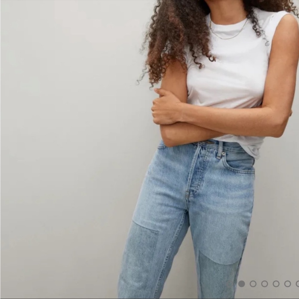 Everlane NWT 24 Crop Curvy 90s Cheeky Straight Jean Patched Blue - Picture 2 of 8